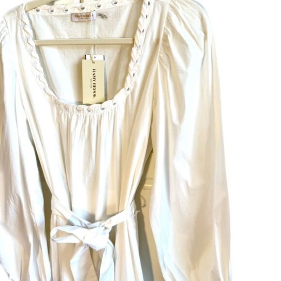 NWT Ramy Brook “Kayleigh” long sleeve white cotton mini dress Size M - Picture 10 of 13